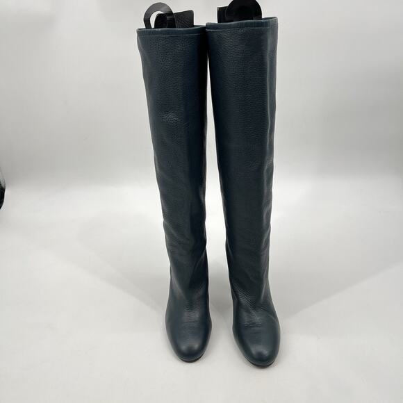 Stuart Weitzman Charlie Leather Knee-High Heeled Boots Women's 6.5 Green EUC - Picture 2 of 15